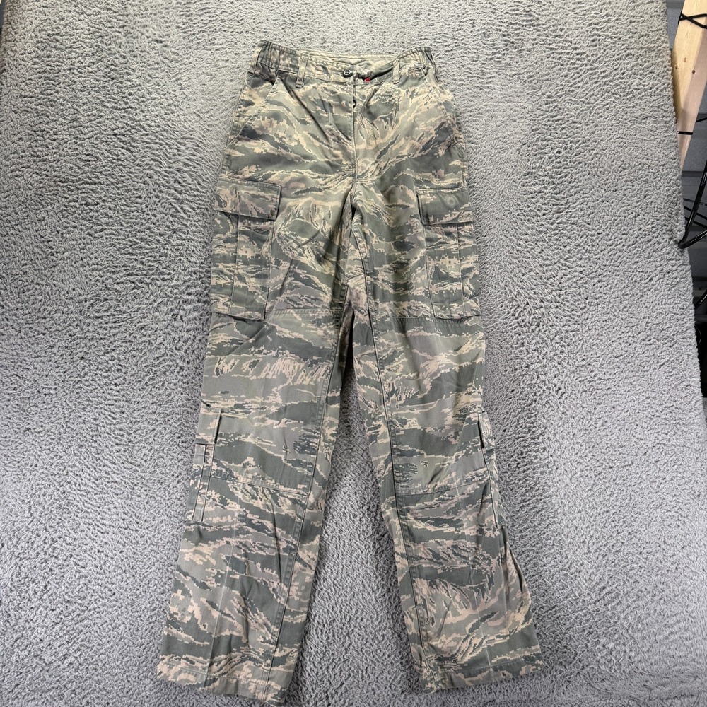 US Air Force Pant Womens 4 Green Camo Nylon Cargo Utility Straight Button-Fly